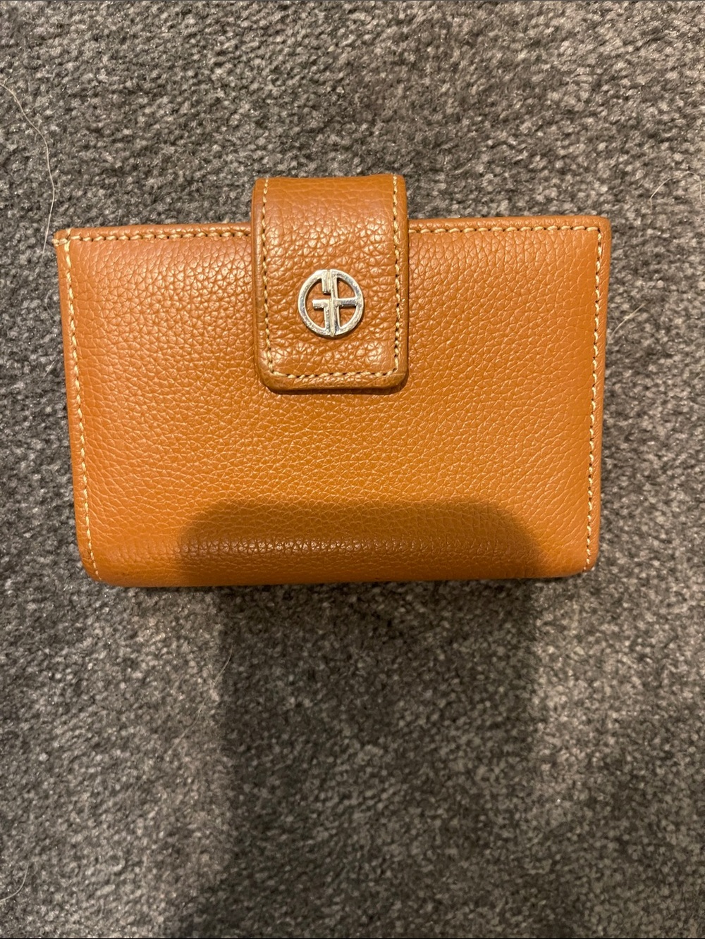 Giani Bernini Pebbled Leather Snap Wallet in Cognac